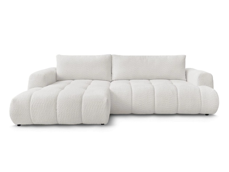 Ecksofa BOBOCHIC FUJI Boucle-Stoff weiss
