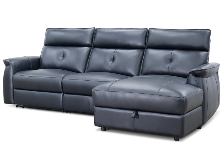 Ecksofa FOX Echtleder / Synthetisches Leder schwarz