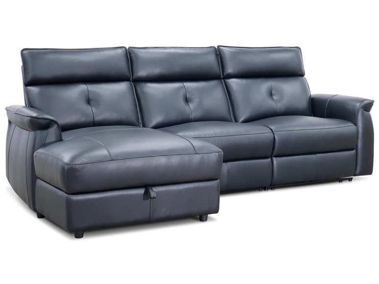 Ecksofa FOX Echtleder / Synthetisches Leder schwarz