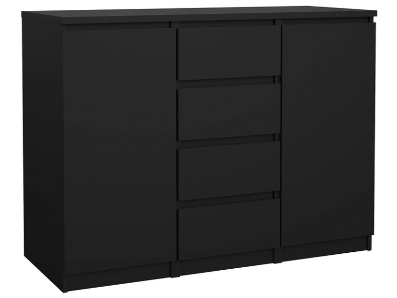 Kommode NAIA 2 Türen 4 Schubladen 50x120.8x90.7cm schwarz