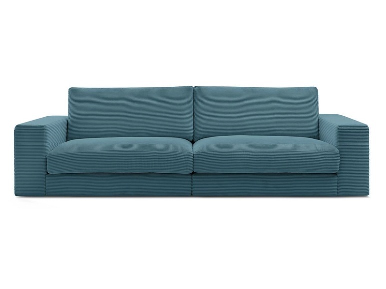 3er Sofa BOBOCHIC LEONARD Cord-Stoff hellblau