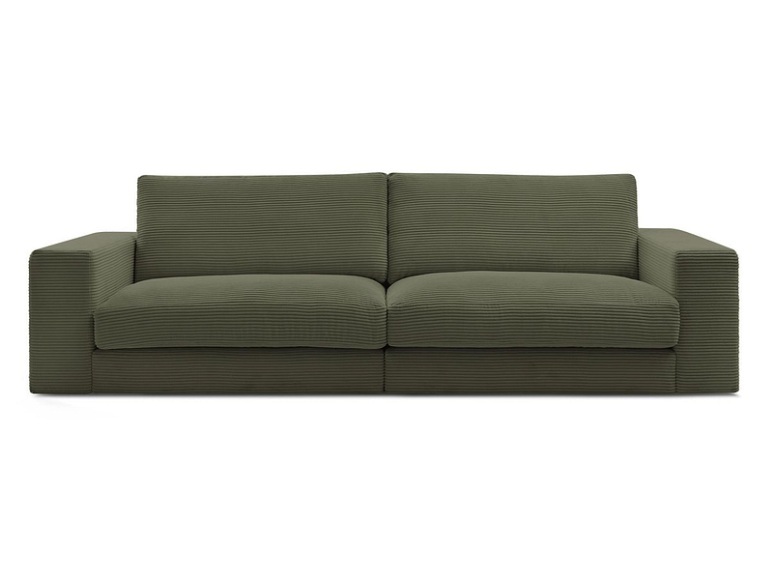 3er Sofa BOBOCHIC LEONARD Cord-Stoff grün