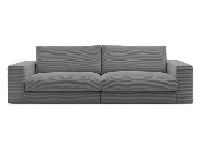 3er Sofa BOBOCHIC LEONARD Cord-Stoff dunkelgrau