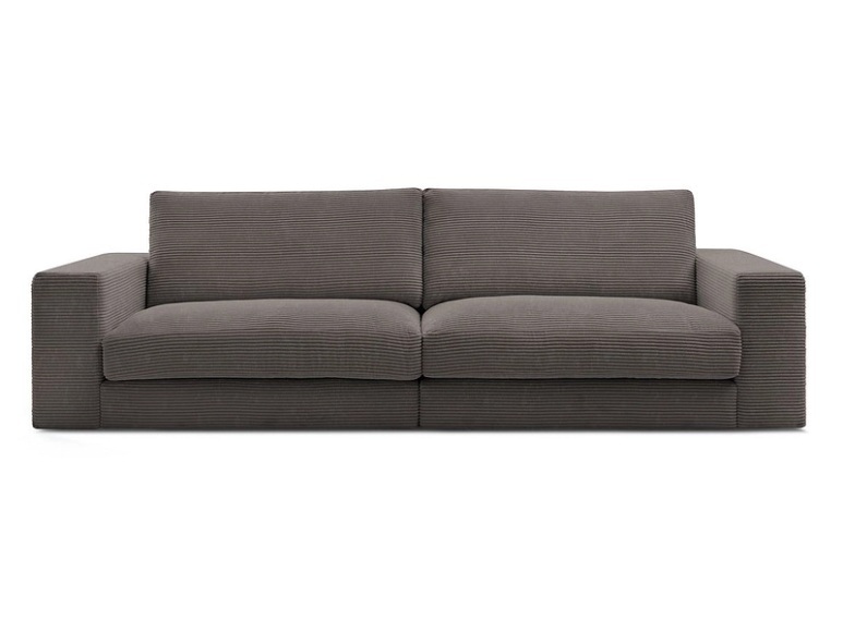 3er Sofa BOBOCHIC LEONARD Cord-Stoff rotbraun