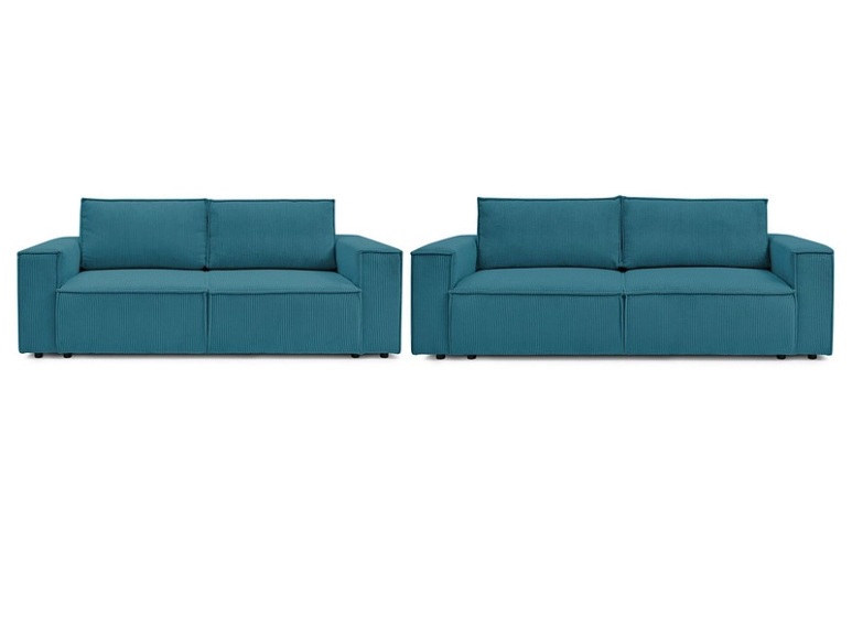 2er + 3er Sofa BOBOCHIC NIHAD Cord-Stoff dunkelblau