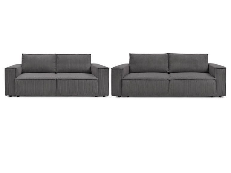 2er + 3er Sofa BOBOCHIC NIHAD Cord-Stoff dunkelgrau