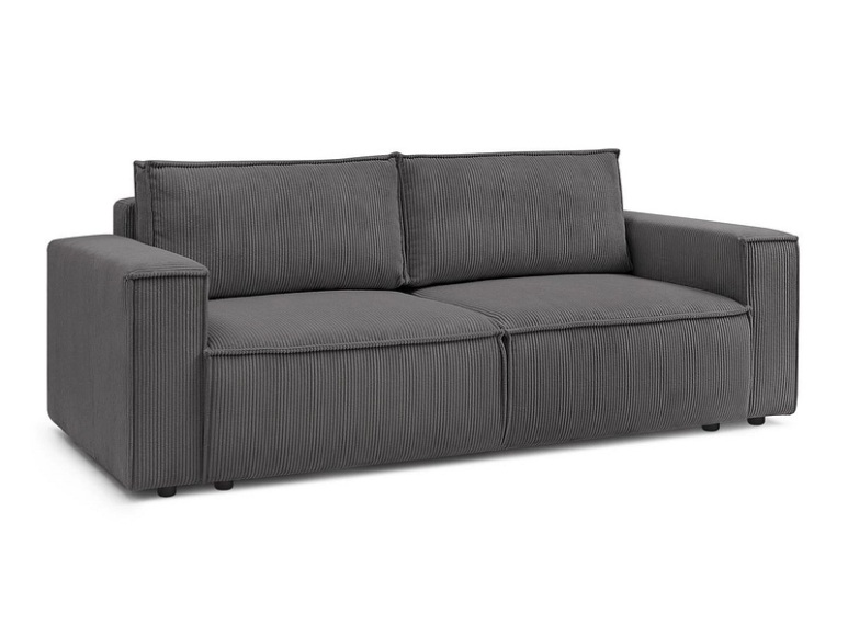3er Sofa BOBOCHIC NIHAD Cord-Stoff dunkelgrau