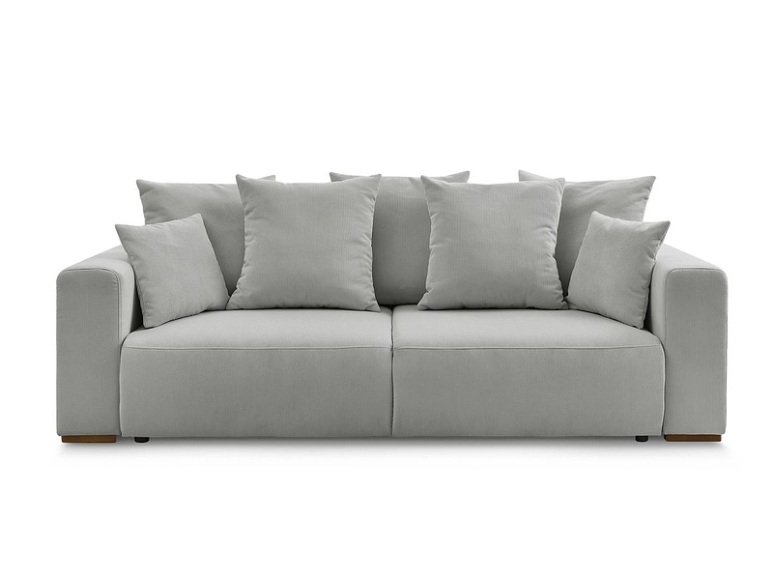3er Sofa BOBOCHIC SIDONIE Cord-Stoff hellgrau