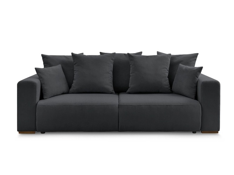 3er Sofa BOBOCHIC SIDONIE Cord-Stoff schwarz