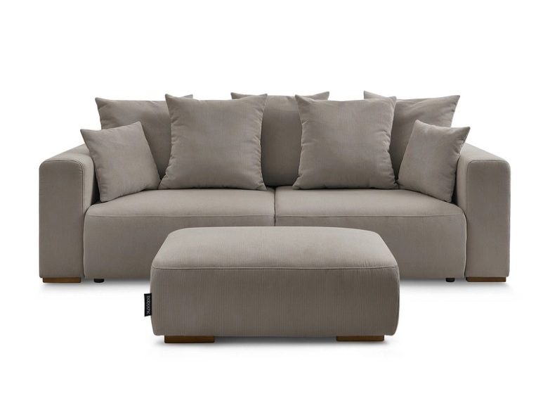3er Sofa BOBOCHIC SIDONIE Cord-Stoff taupe