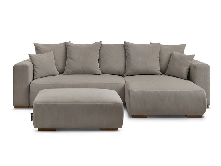 Ecksofa mit Hocker BOBOCHIC SIDONIE Cord-Stoff taupe