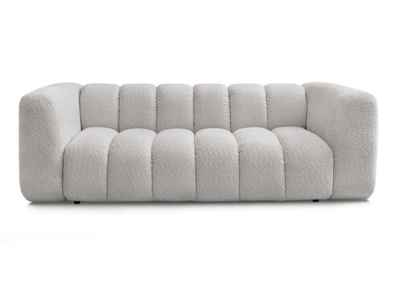 3er Sofa BOBOCHIC TALIA Boucle-Stoff hellgrau