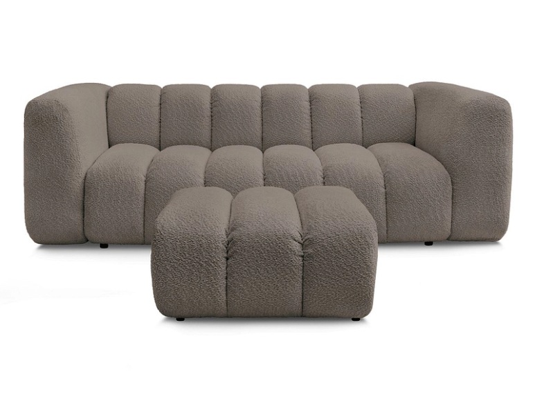 3er Sofa mit Hocker BOBOCHIC TALIA Boucle-Stoff rotbraun