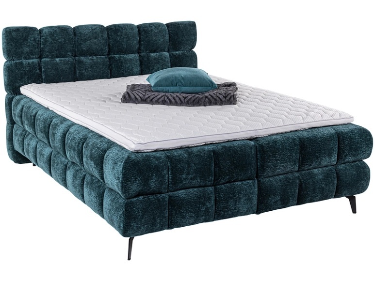 Boxspringbett BUBBLE dunkelgrün 140x200cm halbfest
