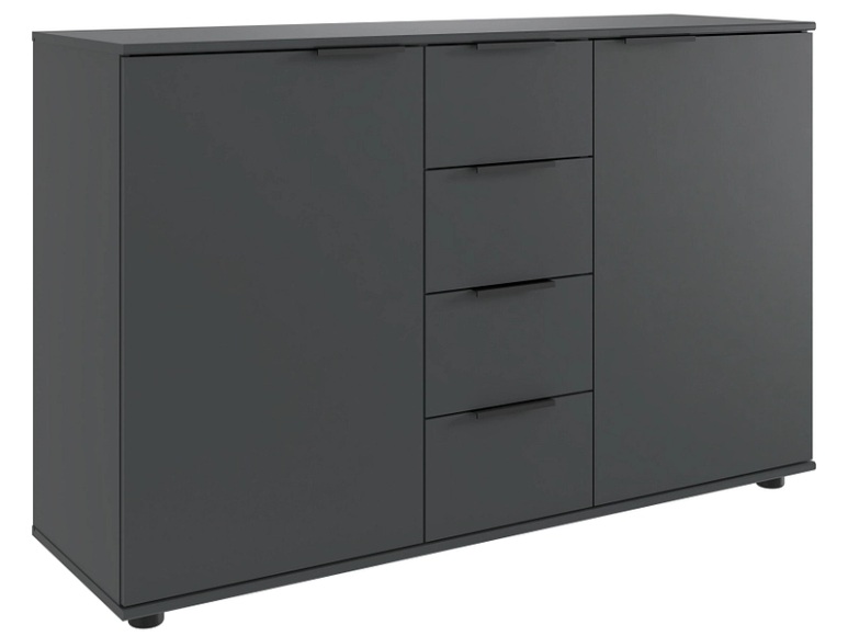 Kommode MIDNIGHT 2 Türen 4 Schubladen 130x41x83cm grafit