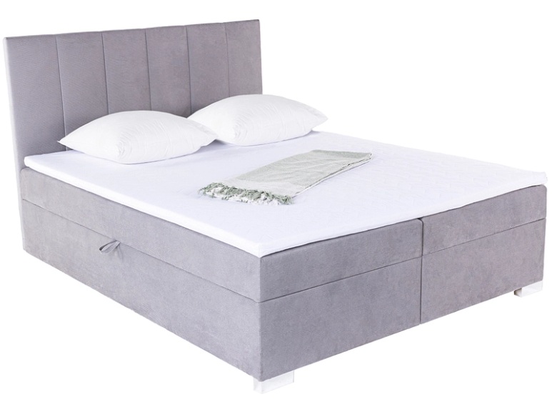 Boxspringbett LUNA grau 160x200cm halbfest