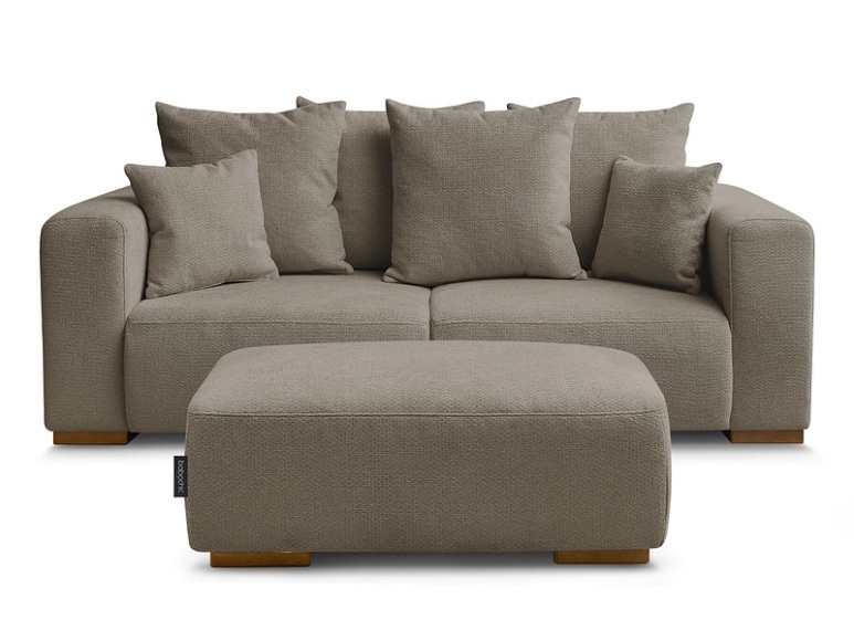 2er Sofa mit Hocker BOBOCHIC SIDONIE Stoff chiniert taupe