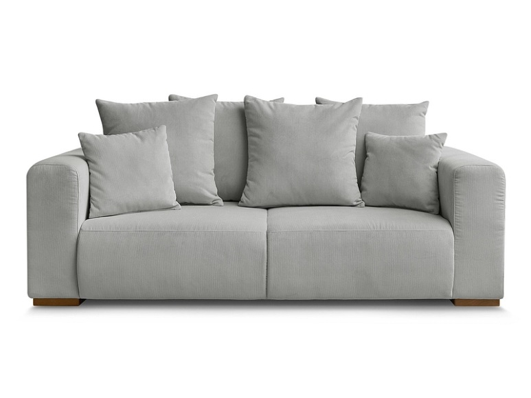 2er Sofa BOBOCHIC SIDONIE Cord-Stoff hellgrau