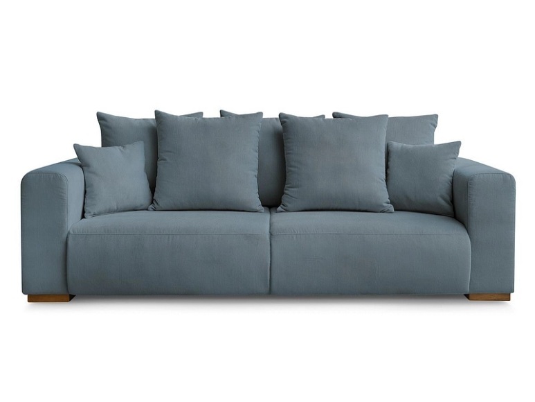 3er Sofa BOBOCHIC SIDONIE Cord-Stoff blau