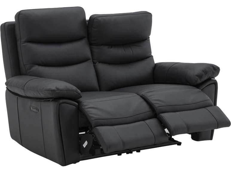 2er Sofa ROMA Echtleder schwarz