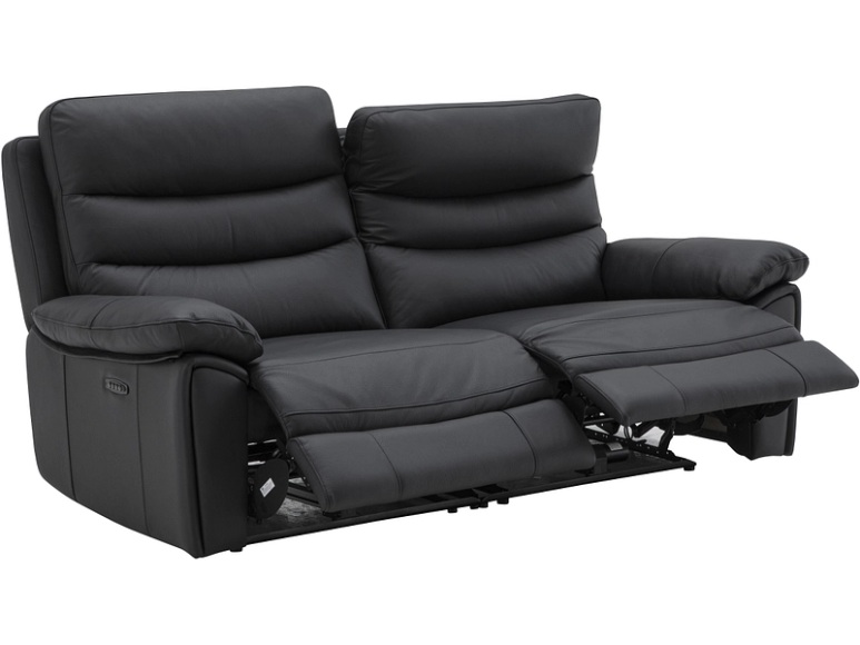 3er Sofa ROMA Echtleder schwarz