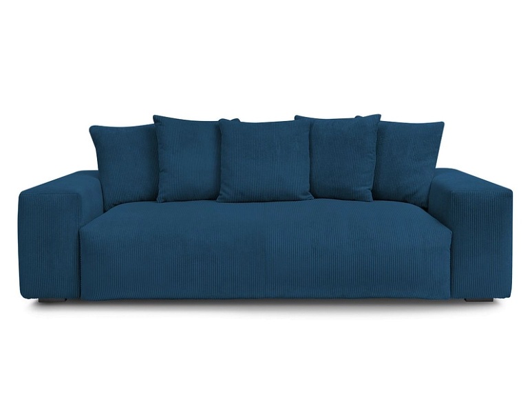 3er Sofa BOBOCHIC VOLTAIRE Cord-Stoff dunkelblau