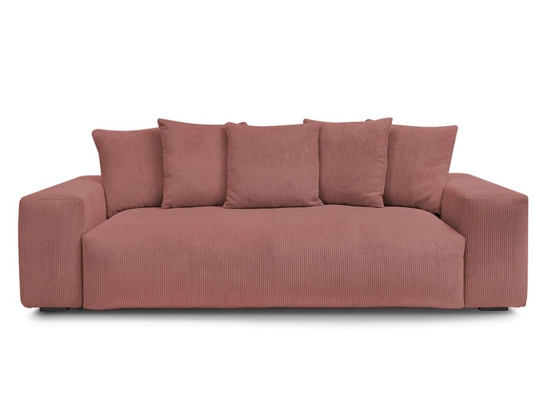 3er Sofa BOBOCHIC VOLTAIRE Cord-Stoff rosa