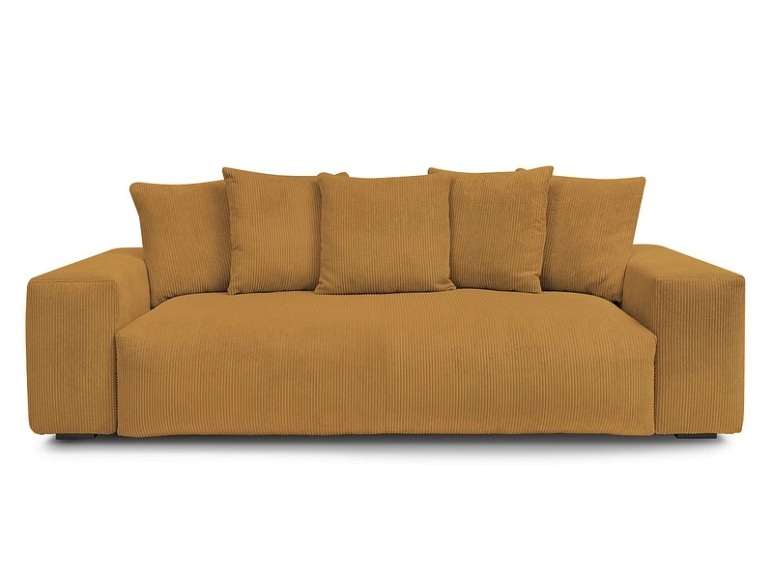 3er Sofa BOBOCHIC VOLTAIRE Cord-Stoff gelb