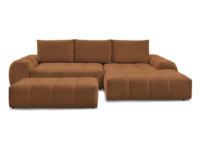 Ecksofa mit Hocker BOBOCHIC EVEREST Stoff chiniert orange