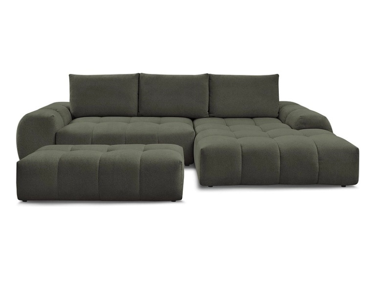Ecksofa mit Hocker BOBOCHIC EVEREST Stoff chiniert grün
