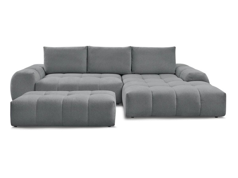 Ecksofa mit Hocker BOBOCHIC EVEREST Stoff chiniert dunkelgrau