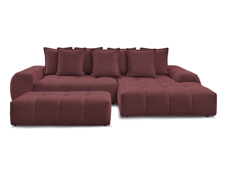 Ecksofa mit Hocker BOBOCHIC EVEREST Stoff chiniert rot