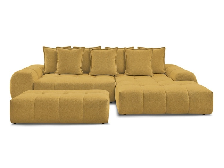 Ecksofa mit Hocker BOBOCHIC EVEREST Stoff chiniert gelb