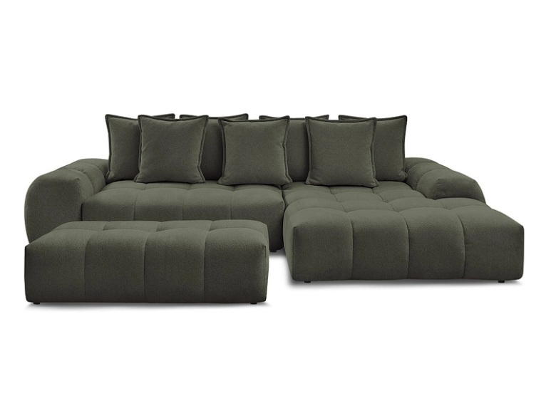 Ecksofa mit Hocker BOBOCHIC EVEREST Stoff chiniert grün