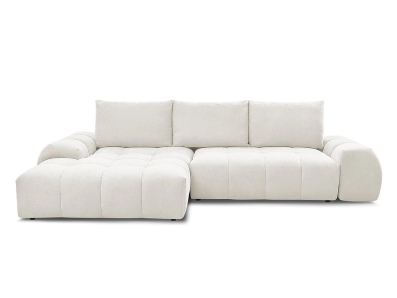 Ecksofa BOBOCHIC EVEREST Stoff mit Textur weiss