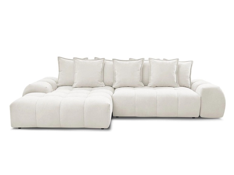 Ecksofa BOBOCHIC EVEREST Stoff mit Textur weiss