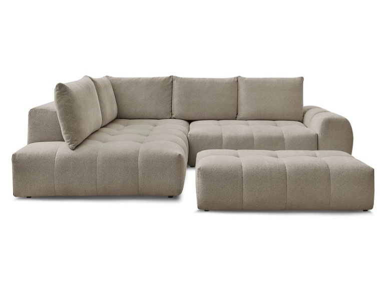 Ecksofa mit Hocker BOBOCHIC EVEREST Stoff chiniert taupe