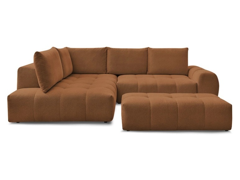 Ecksofa mit Hocker BOBOCHIC EVEREST Stoff chiniert orange
