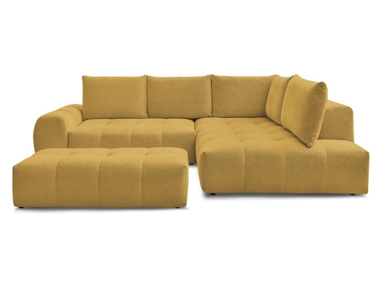 Ecksofa mit Hocker BOBOCHIC EVEREST Stoff chiniert gelb