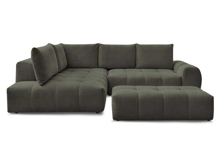 Ecksofa mit Hocker BOBOCHIC EVEREST Stoff chiniert grün