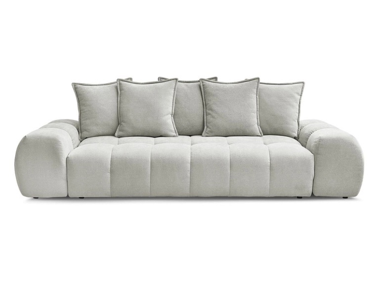 3er Sofa BOBOCHIC EVEREST Stoff mit Textur hellgrau