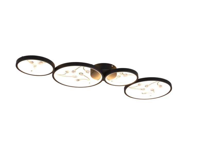 LED-Deckenlampe Groovy vierflammig schwarz 3.000K