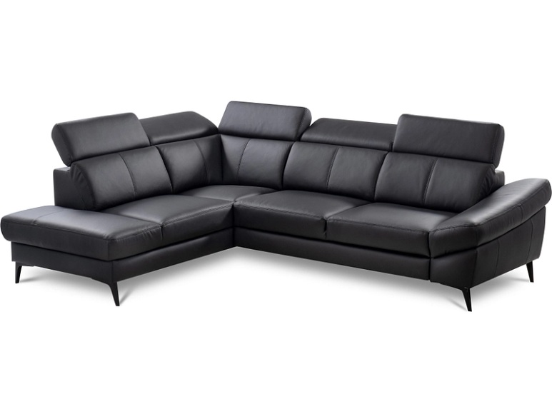Ecksofa DALE Echtleder / Synthetisches Leder schwarz