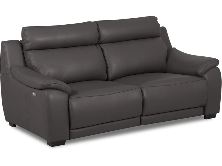 3er Sofa BERGAMO Echtleder / Synthetisches Leder grau anthrazit