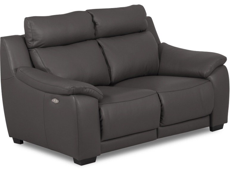 2er Sofa BERGAMO Echtleder / Synthetisches Leder grau anthrazit