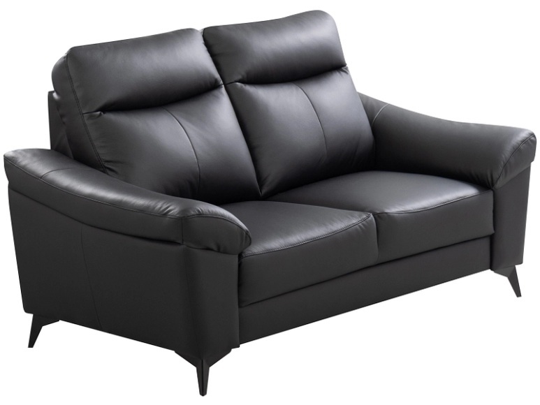 2er Sofa LUNA Echtleder / Synthetisches Leder schwarz