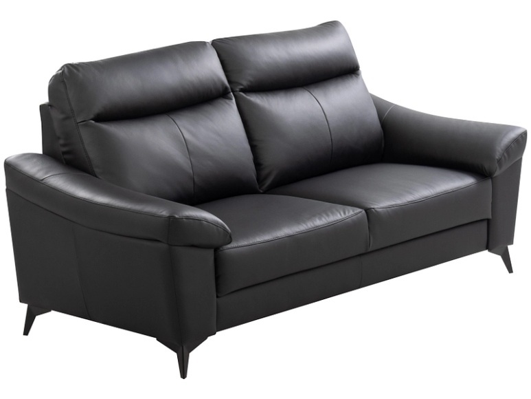 3er Sofa LUNA Echtleder / Synthetisches Leder schwarz