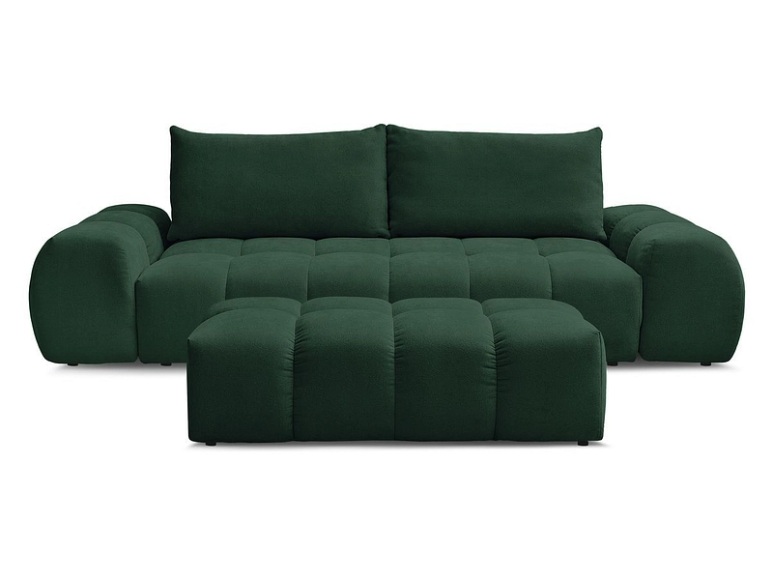 3er Sofa mit Hocker BOBOCHIC EVEREST Stoff mit Textur grün