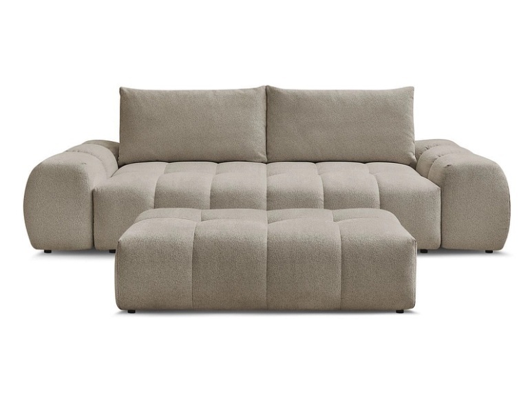 3er Sofa mit Hocker BOBOCHIC EVEREST Stoff chiniert taupe
