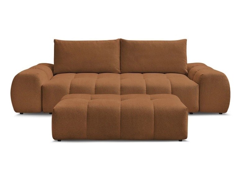 3er Sofa mit Hocker BOBOCHIC EVEREST Stoff chiniert orange